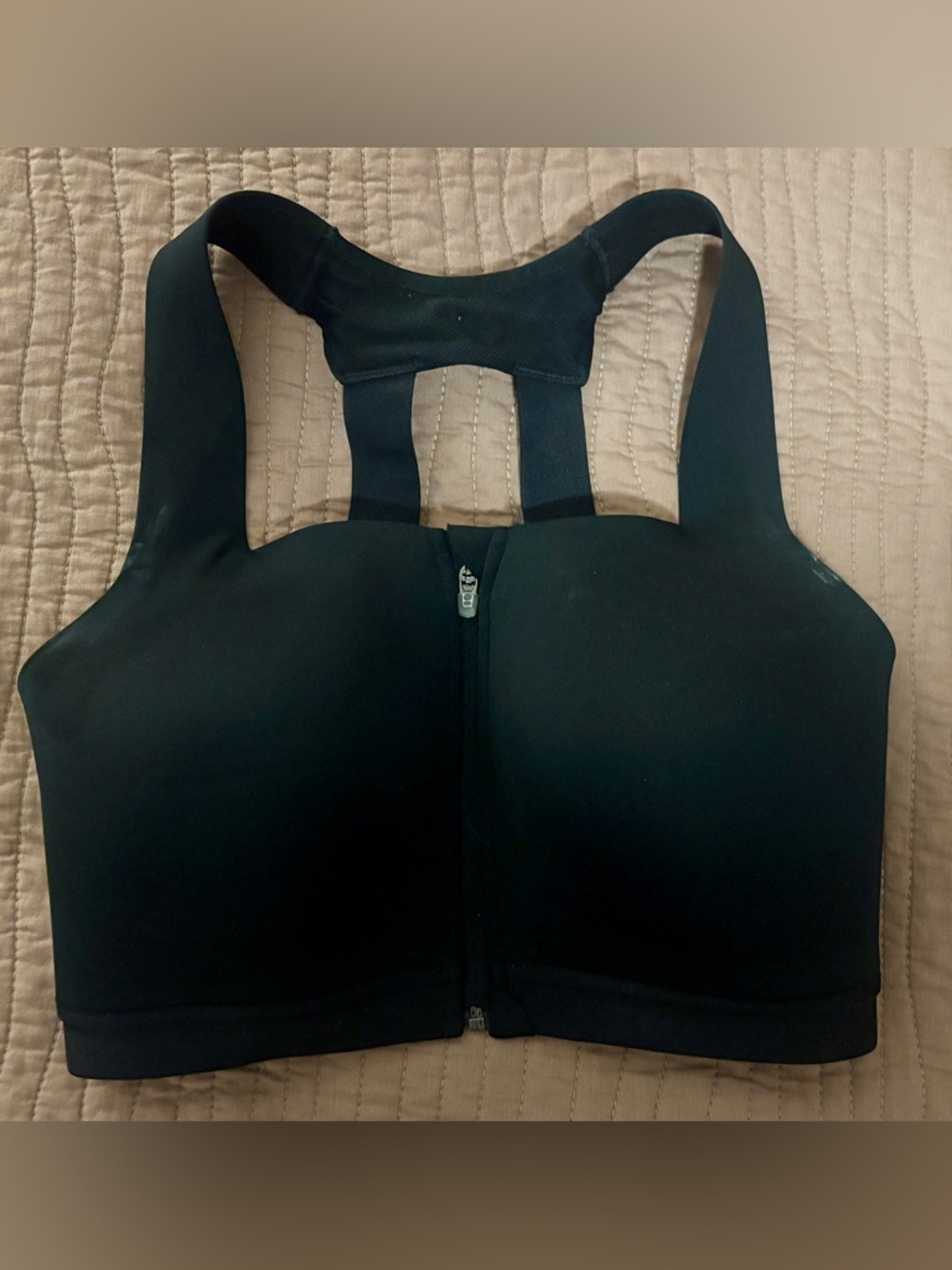 All In Motion Women’s Black Front Zip Racerback Sports Bra Top Size 38DD
